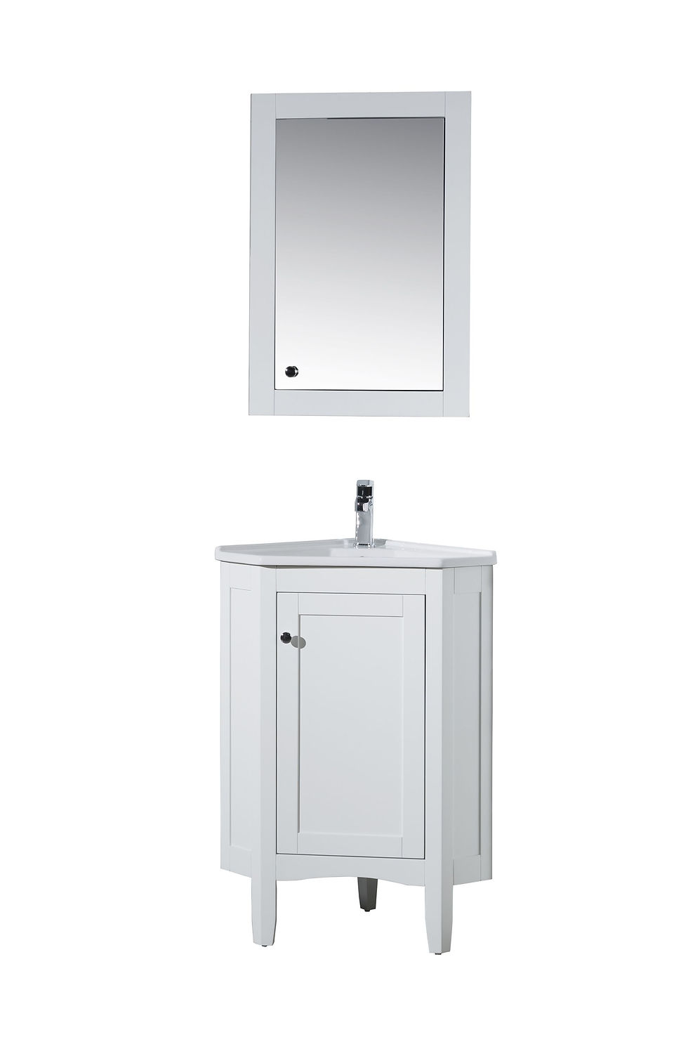 Monte White 25" Corner Vanity with Medicine Cabinet