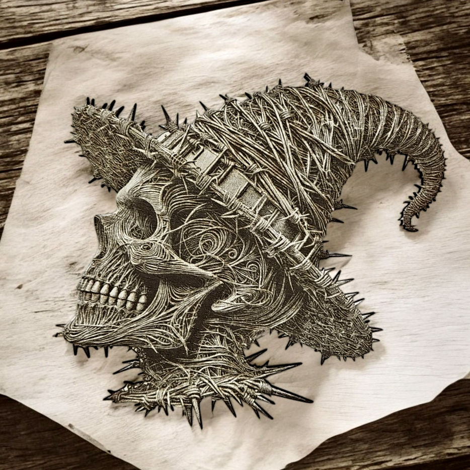 Thumbnail: Barbed Skull B11 3D Illusion (Digital Item)