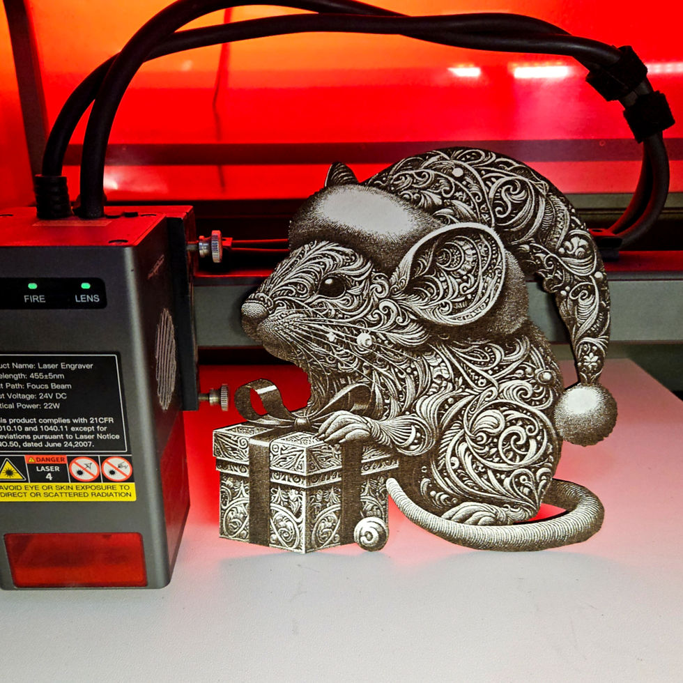Thumbnail: Christmas Mouse with Gift 3D Illusion Laser Engraving Design (Digital Item)