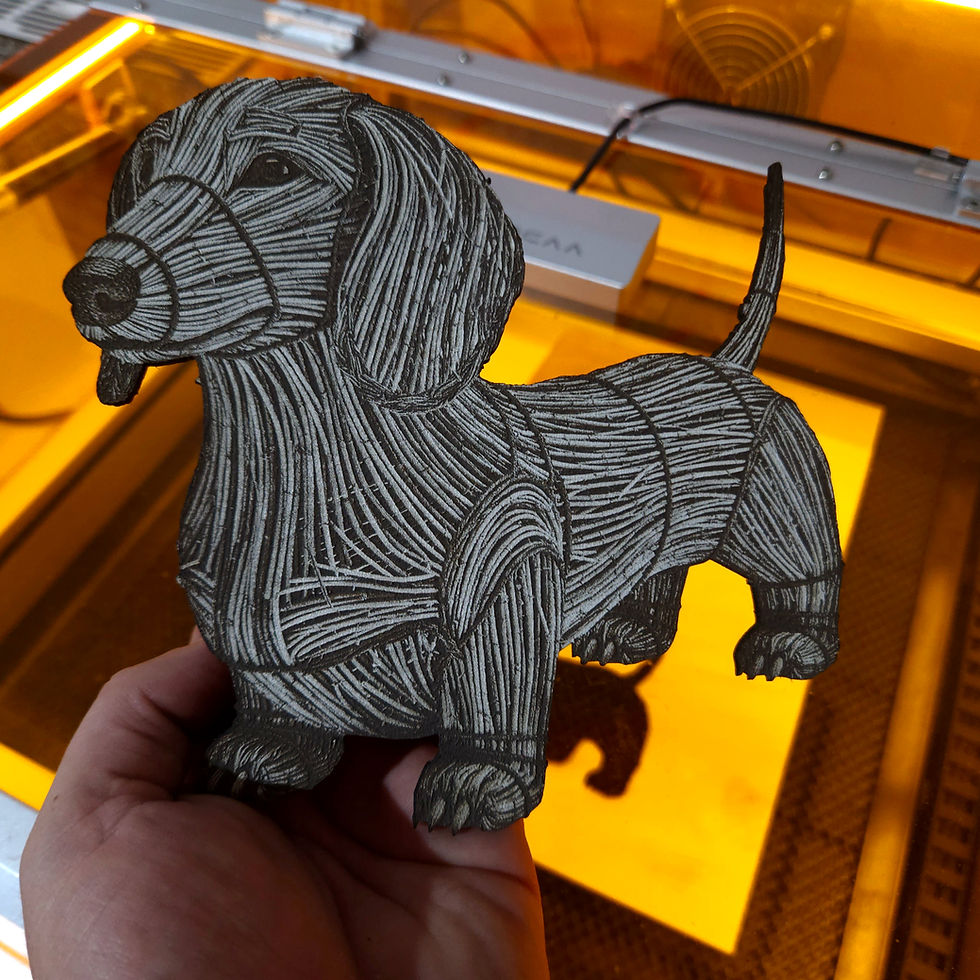 Thumbnail: Dachshund K 3D Laser Engraving Design (Digital Item)
