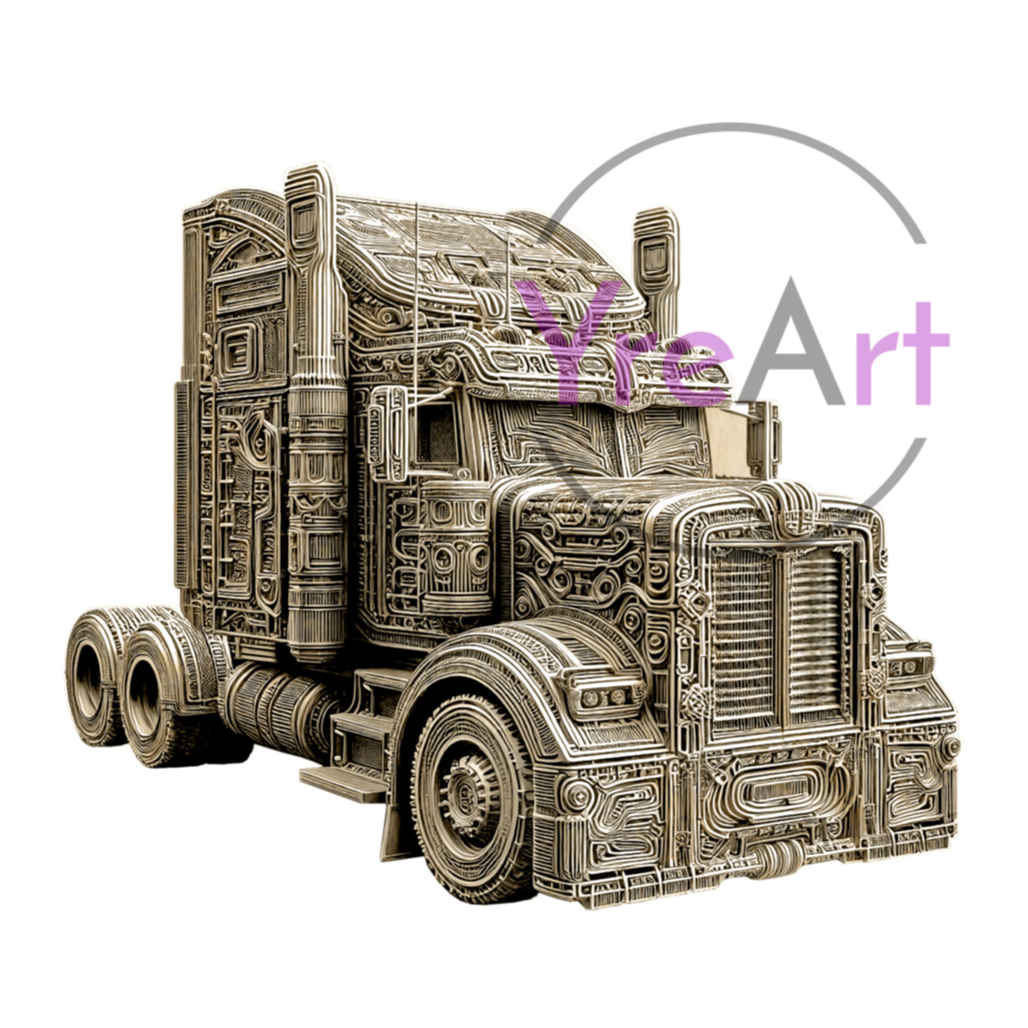 Truck 3D Illusion Laser Engraving Design (Digital Item)
