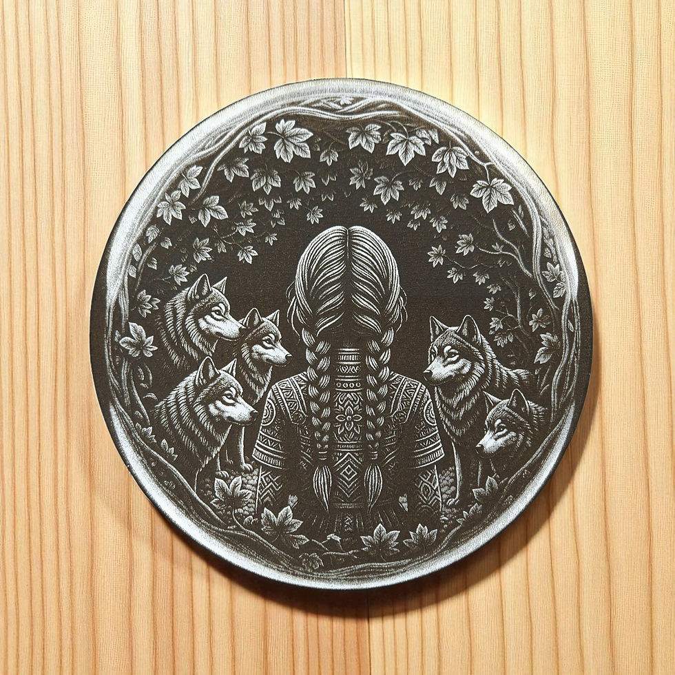 Thumbnail: Wolves & Girl K 3D Illusion Laser Engraving Design (Digital Item)