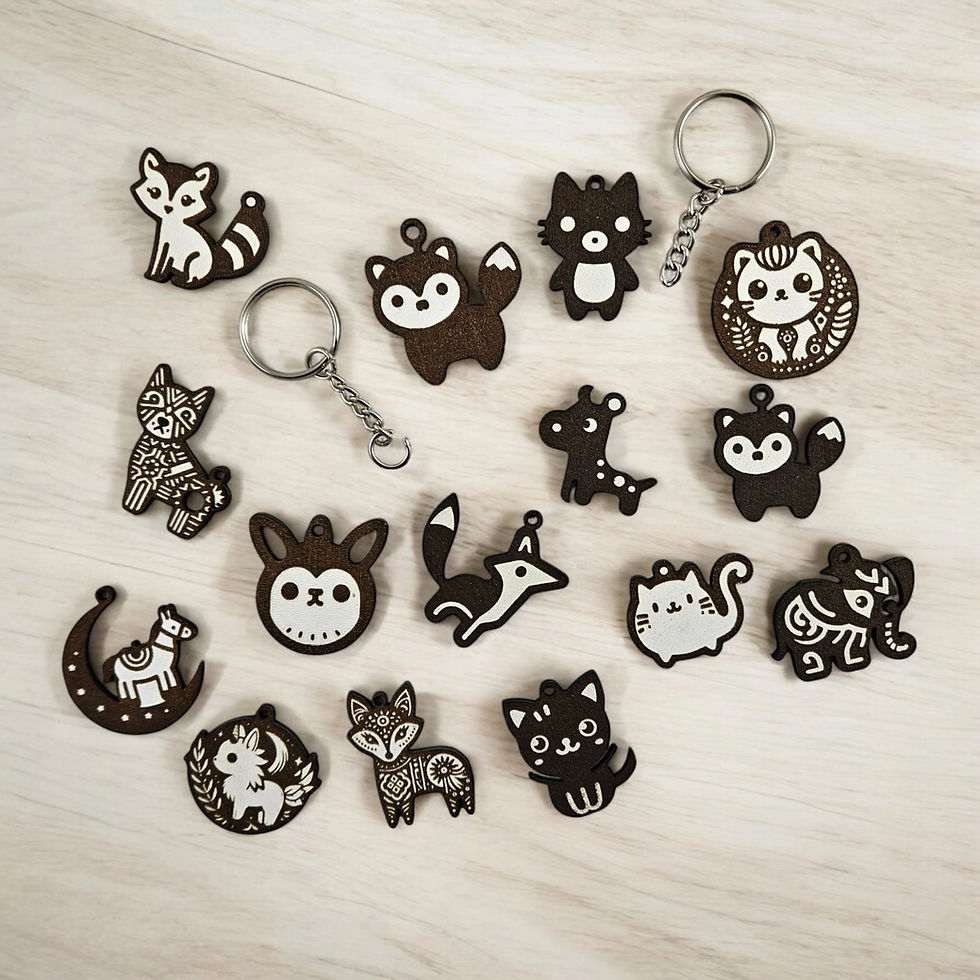 Thumbnail: Set of 15 Keychains with animals (Digital download file)