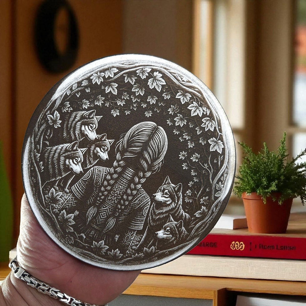 Thumbnail: Wolves & Girl K 3D Illusion Laser Engraving Design (Digital Item)