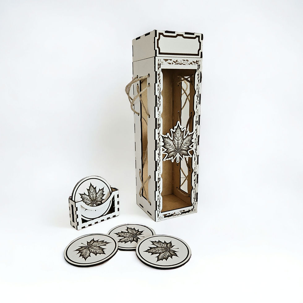 Thumbnail: Coasters + Bottle Box Leaf R (Digital download file)