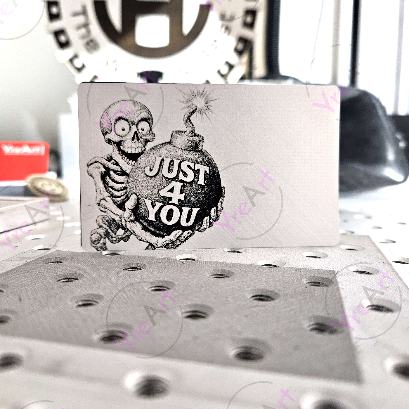 Crazy Skeleton  – Engraving vector for Aluminum Cards (Digital File)