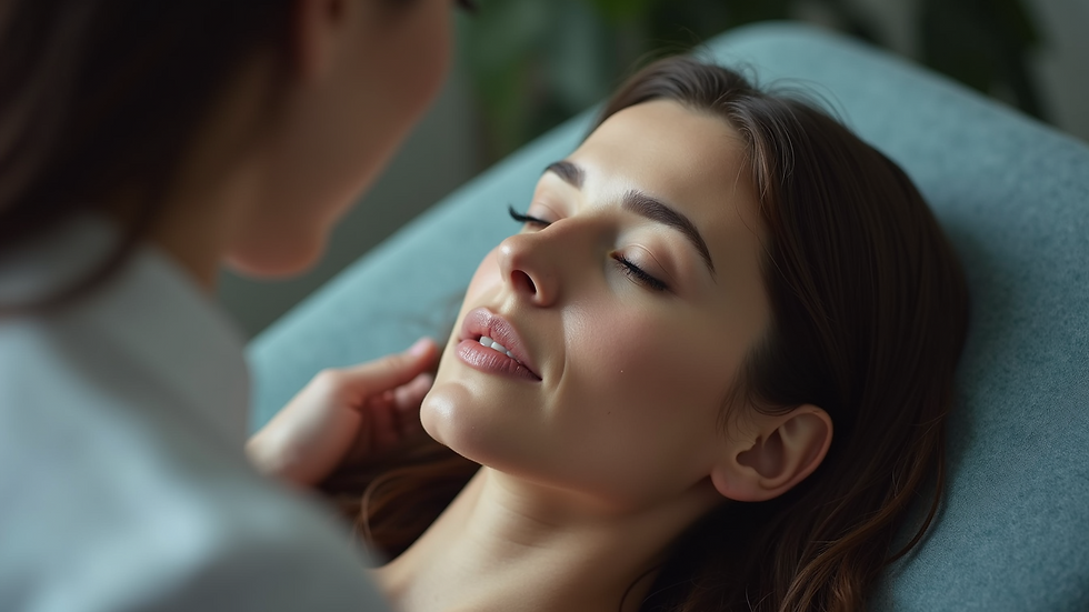 Close-up view of a therapist guiding a patient during a hypnosis session