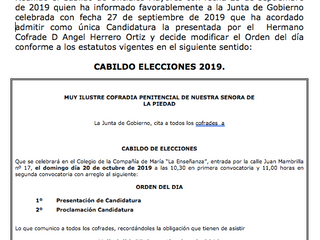 Convocatoria Cabildo de Elecciones