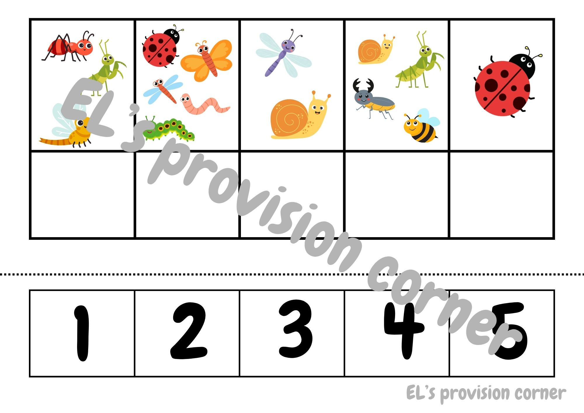 Bugs subitising to 10 - cut and stick