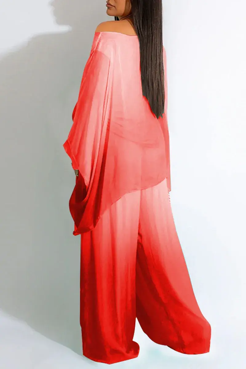 Thumbnail: Chiffon Oblique Collar 1/2 Sleeve Two Piece