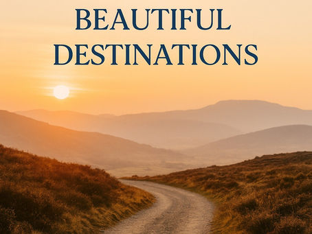 Winding dirt path through golden terrain leading toward a sunrise over distant hills, symbolizing emotional release and the journey toward peace.