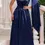 Thumbnail: Sleeveless Oblique Collar Formal Gown