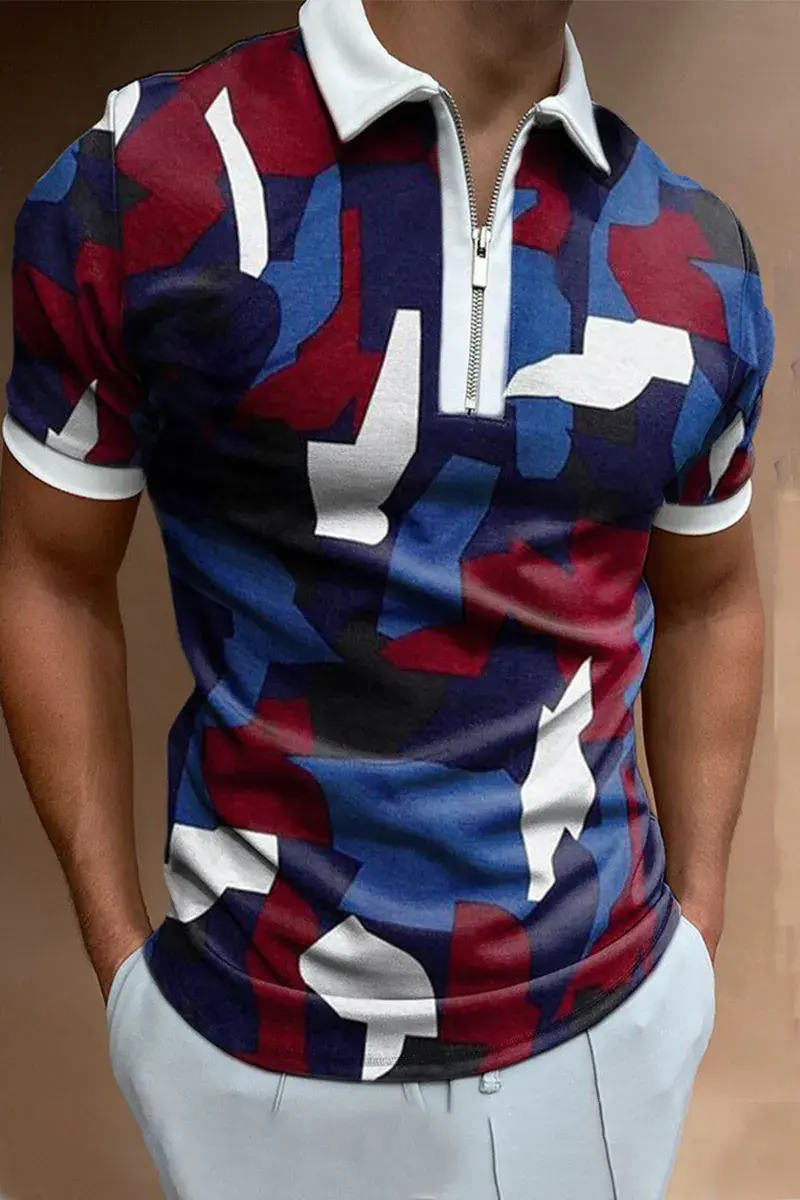 Men's Casual Fashion Zipper Polo