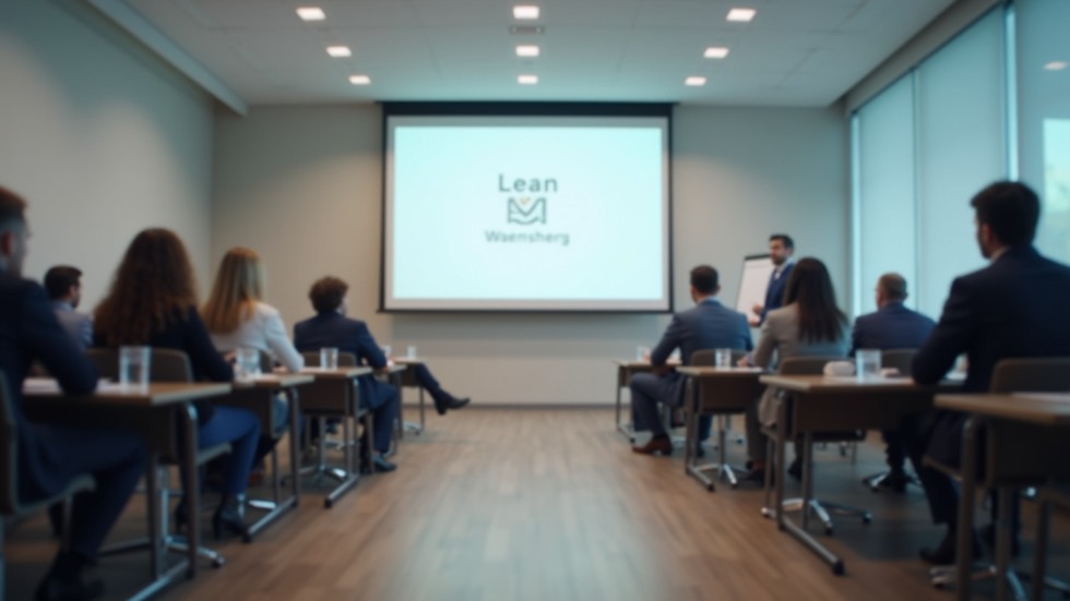 Eye-level view of a modern training room with Lean Six Sigma workshop in progress