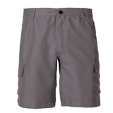 Gray cargo shorts. Front view of men's casual shorts.