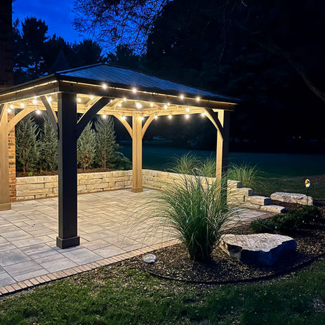 Pergola and patio built by Images Landscaping & Construction in Milford, Michigan