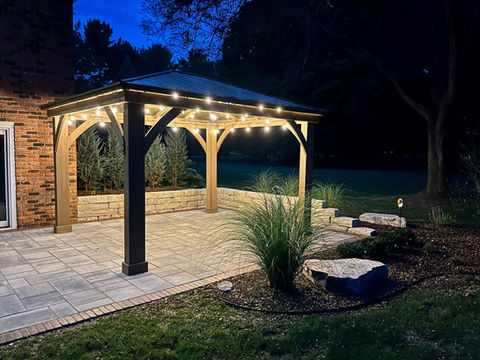 Pergola and patio built by Images Landscaping & Construction in Milford, Michigan