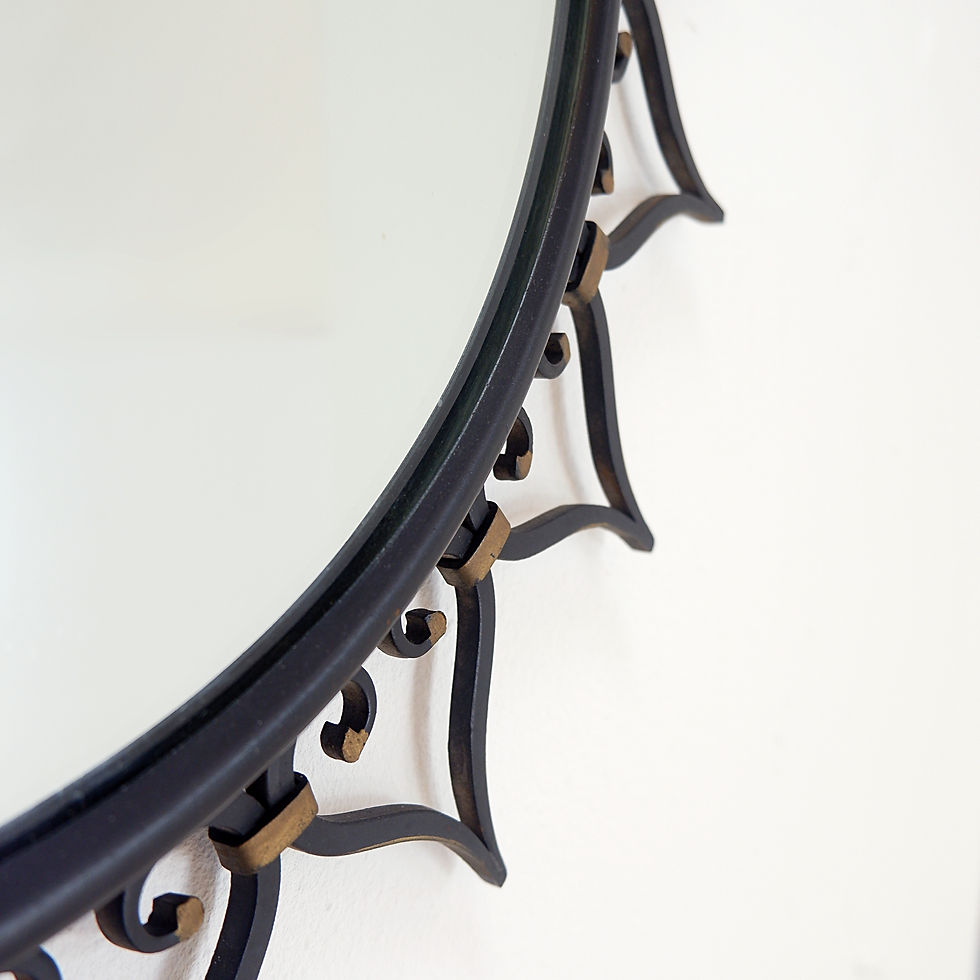 Miniature : Vintage Black ironwork frame sun Mirror, 1950s