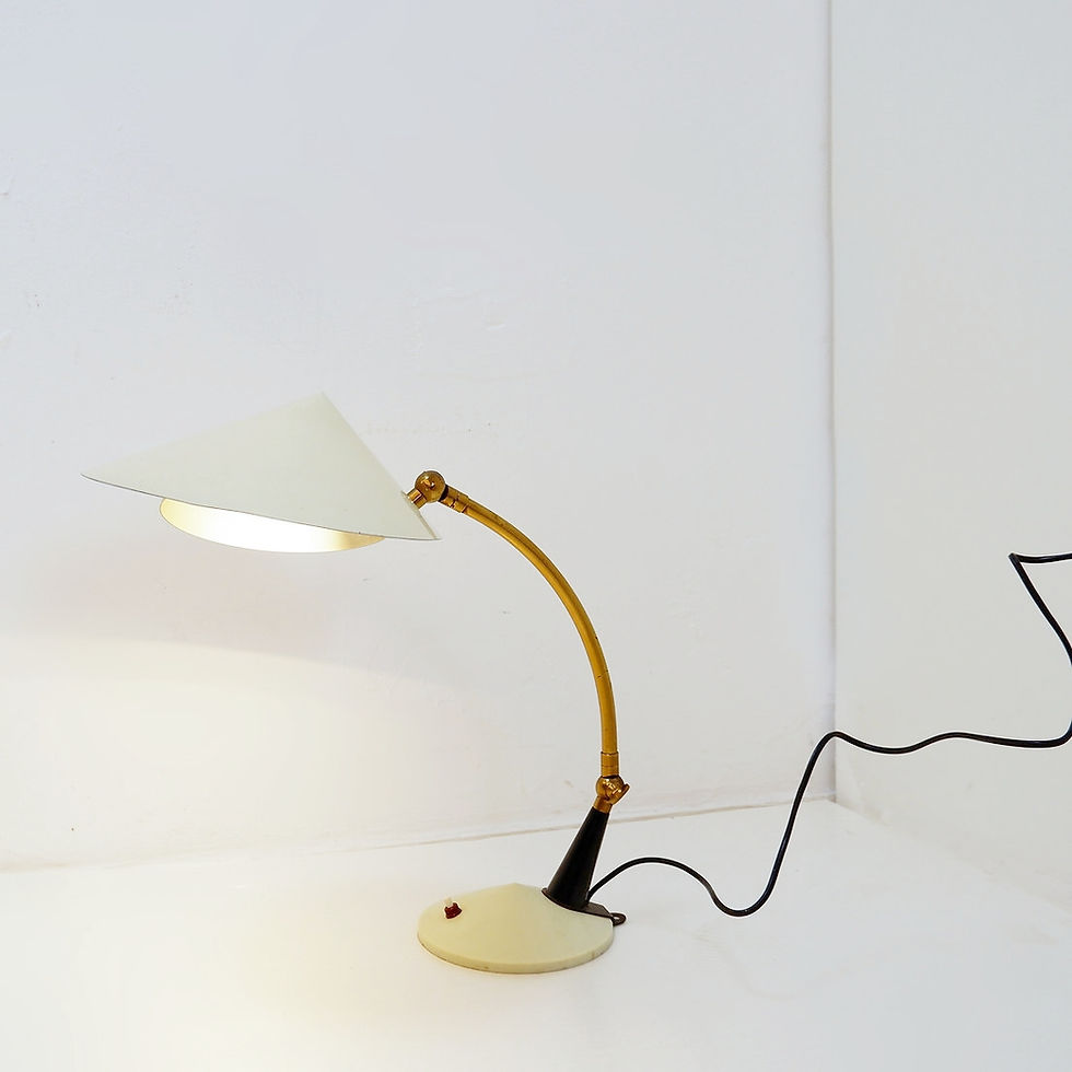 Miniature : Stilux Milano desk or wall lamp in creamy white lacquer with brass details
