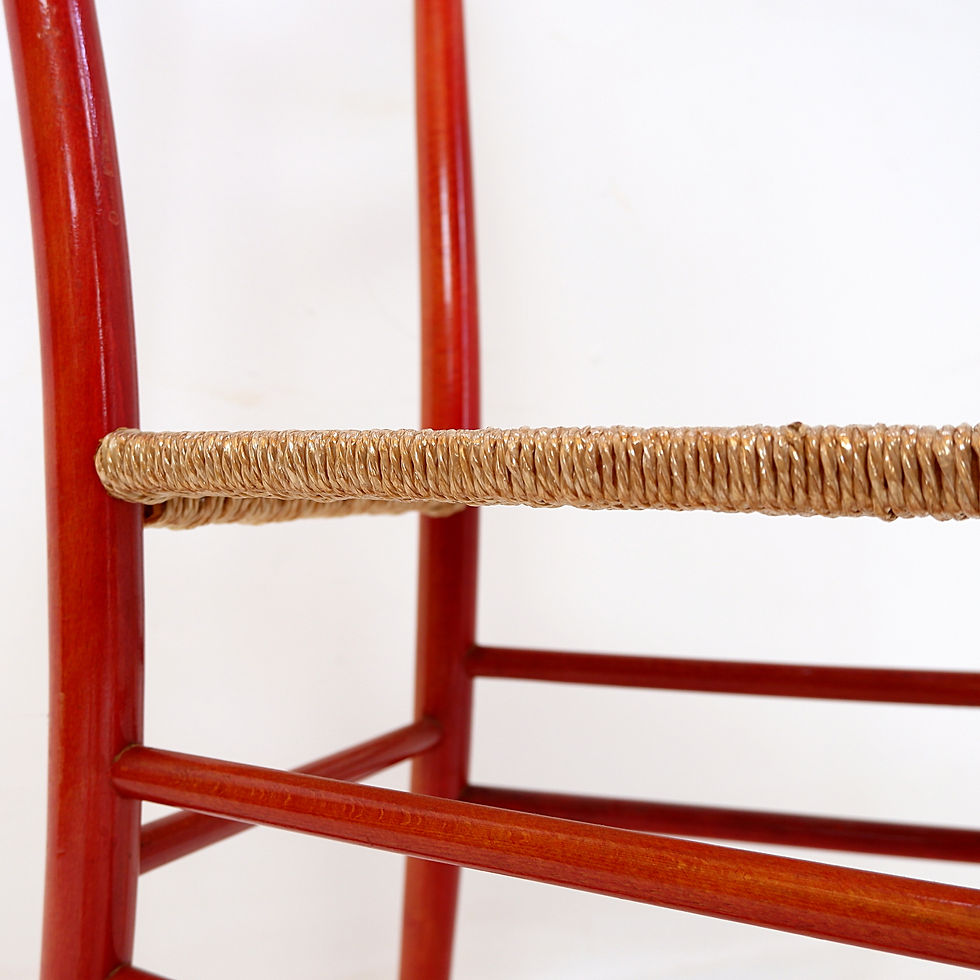 Miniature : Vintage red lacquered wooden chair