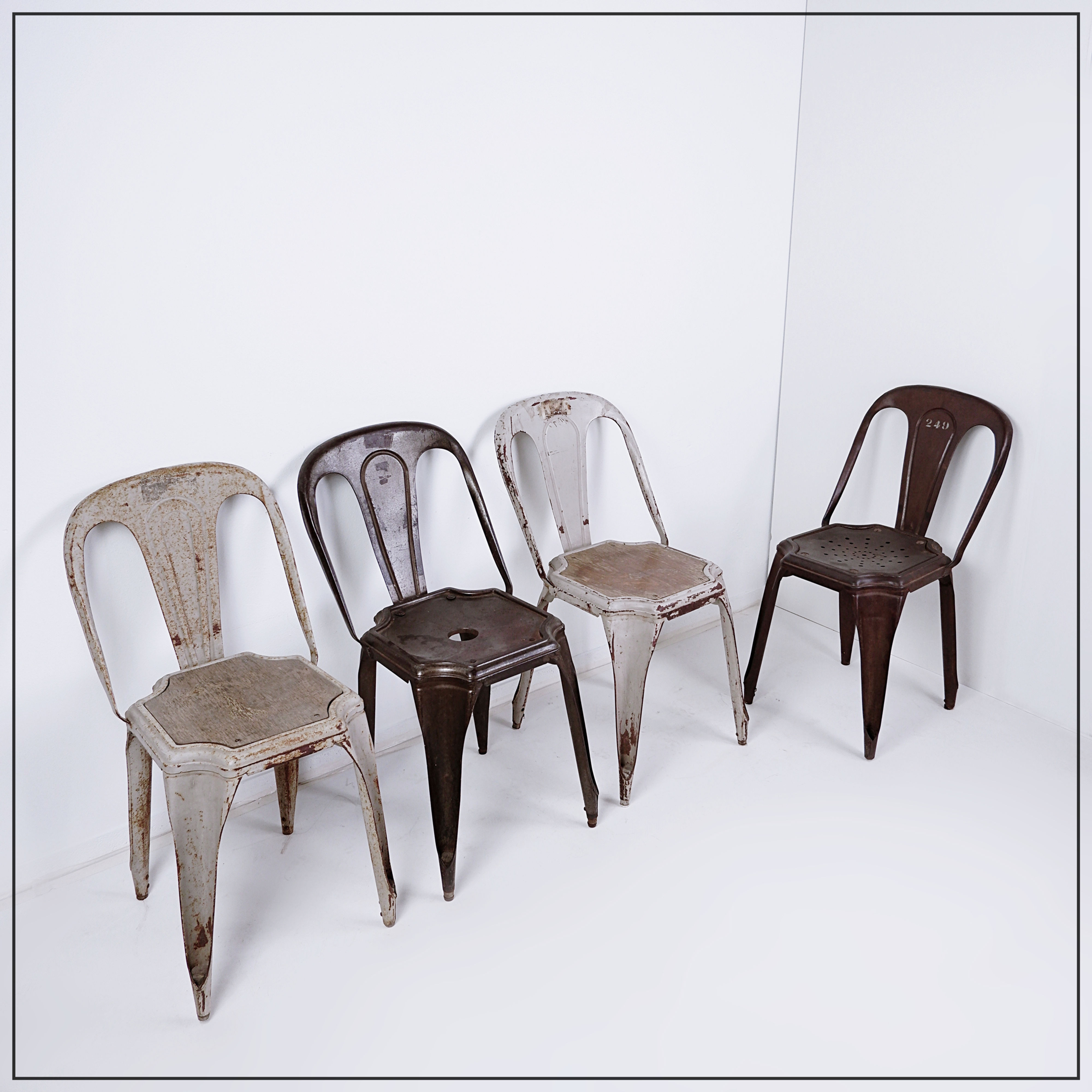 Stackable Industrial Bistro Chairs by Fibrocit of Belgium - 4 available - 1950s