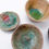 Miniature : Set of  "Green" decorative ceramics "Fond d'Atelier" - N.Lebrun - Belgium 1970s