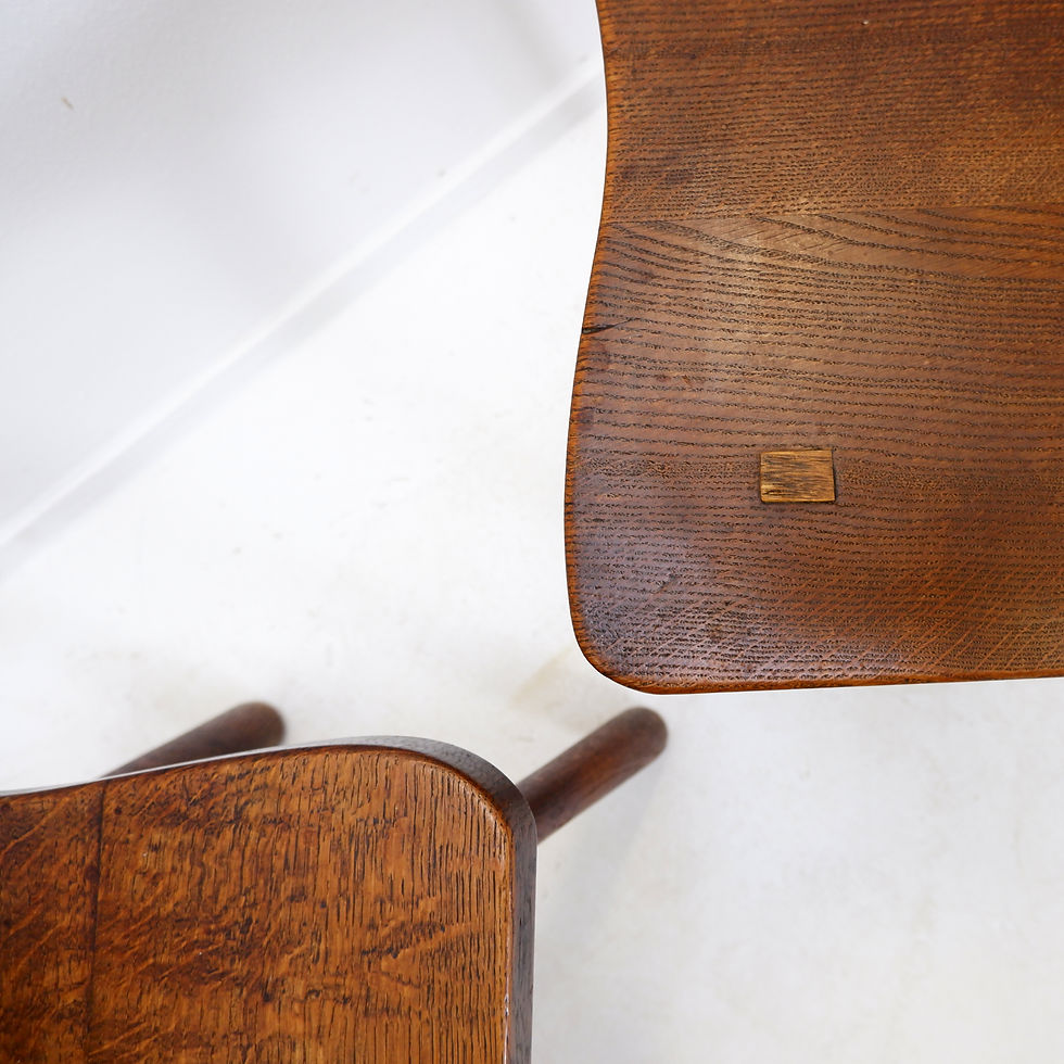 Miniature : Pair of "Scabelles" chairs , handcrafted. Swiss 20th