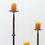 Miniature : Set of 3 brutalist tripod candlesticks/candle holders in wrought iron