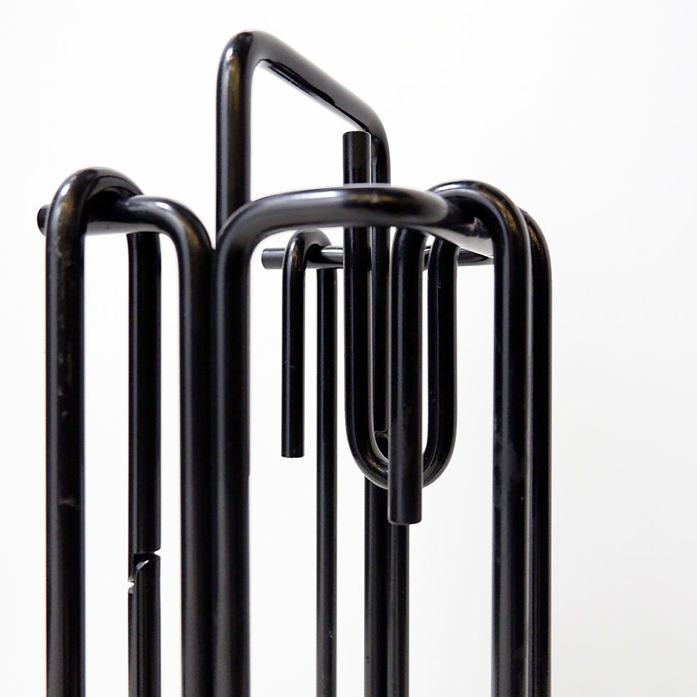 Miniature : Minimal Black Metal Fire Set 'Mace-Line' by Ann Maes - 1970s