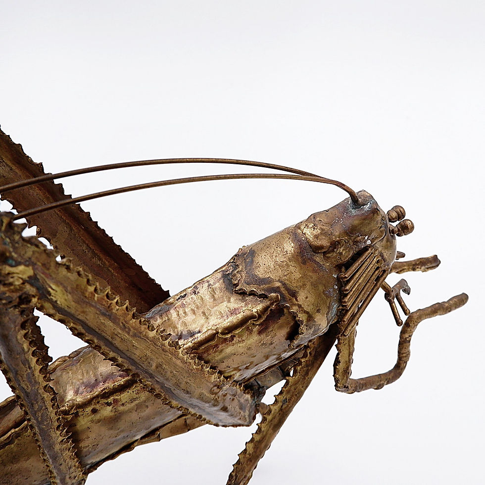 Miniature : Brutalist Brass Grasshopper by Daniel Dhaeseleer - Belgium 1970s