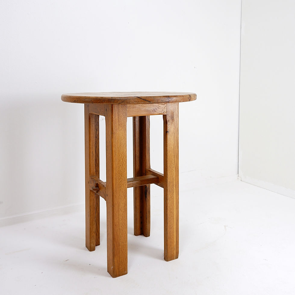 Miniature : Vintage Rustic style tall pine side table / console  – 1960s