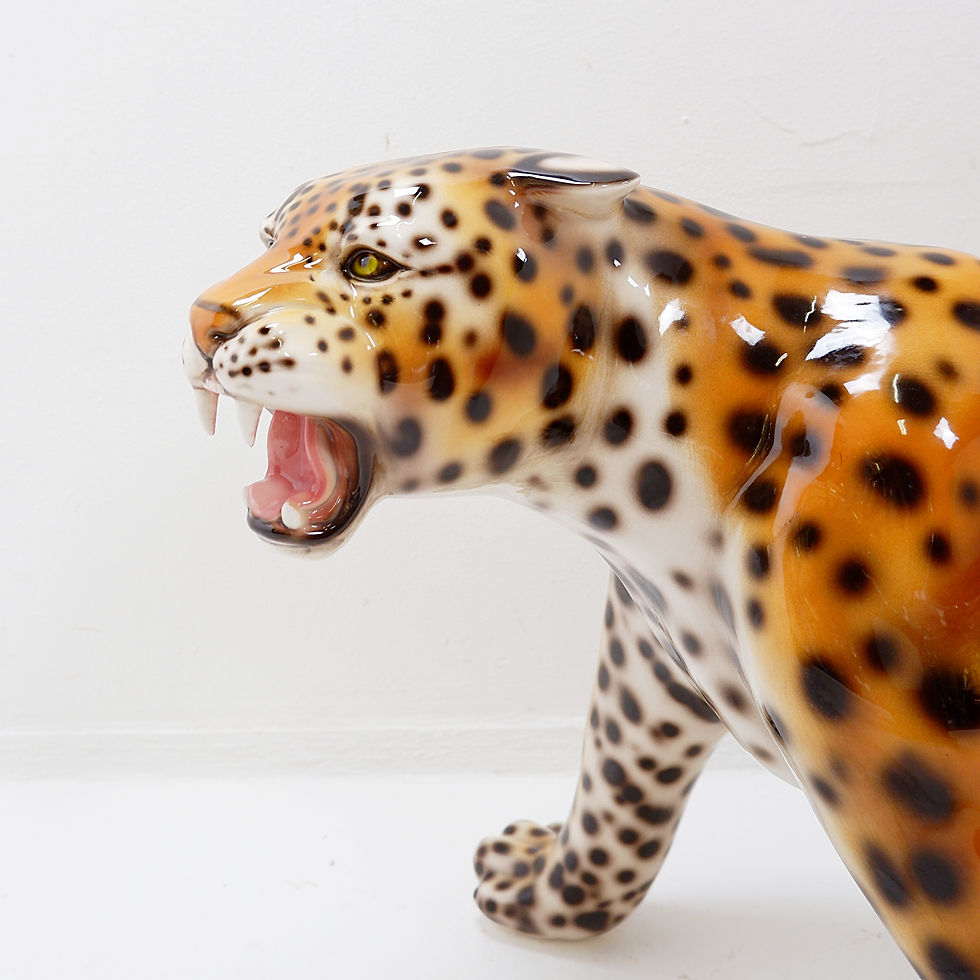 Miniature : Ceramic sculpture of a leopard by "Ceramiche Boxer" - Italy
