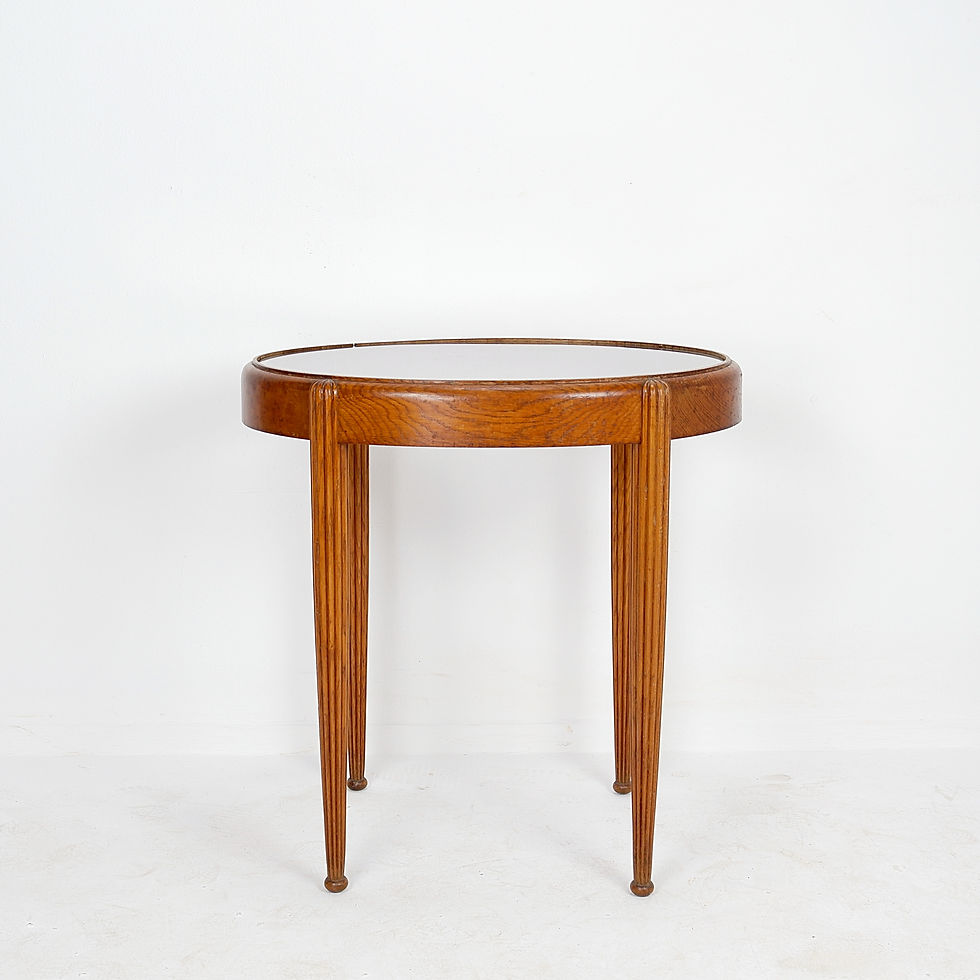 Miniature : Side table / pedestal  with fluted ogive legs - Oval glass top