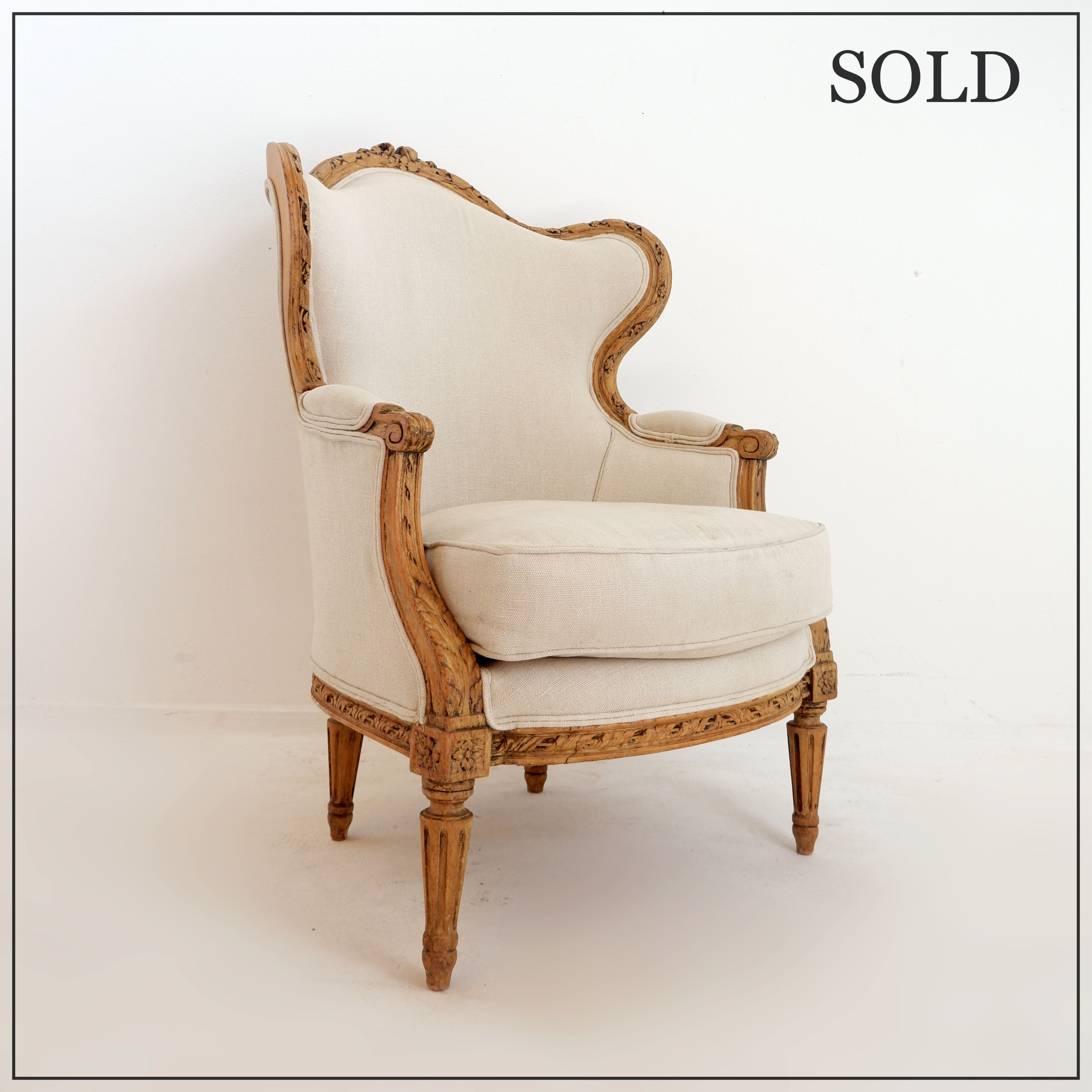 Louis XV Style French Bergère with wings  - 20th