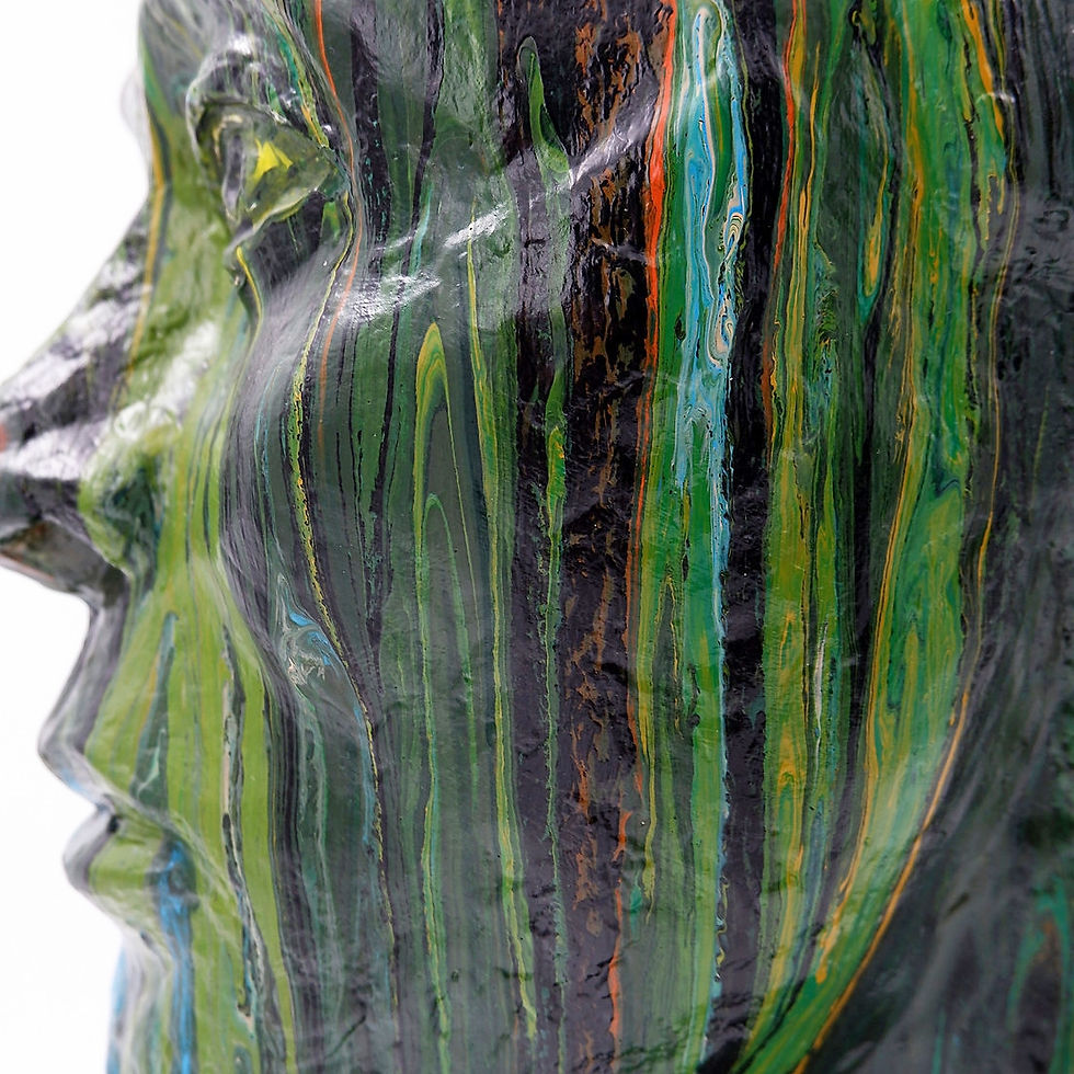 Miniature : Sculpture poured colors - signed