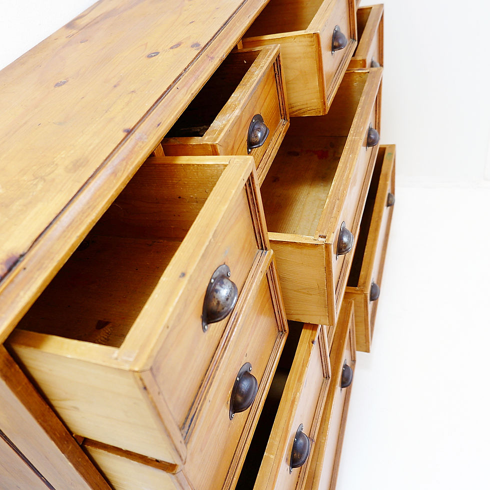 Miniature : Large Vintage Pine Haberdashery Cabinet or Shop Cabinet, 1950s