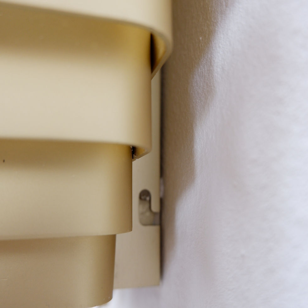 Miniature : Pair of gold-colored aluminum wall lamps by Jules Wabbes - 2 pairs available (2)