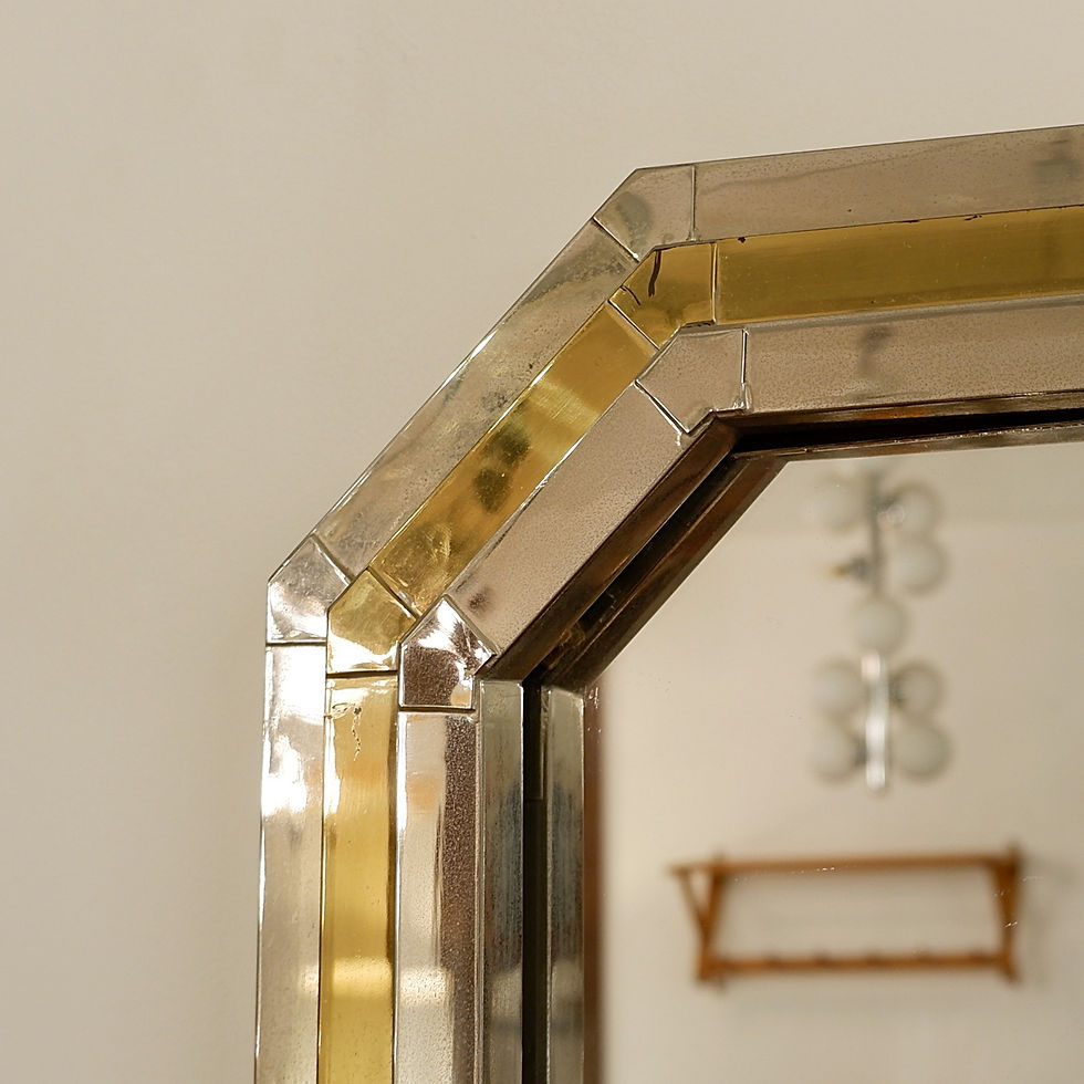 Miniature : Romeo Rega style chrome and brass mirror - 1970s
