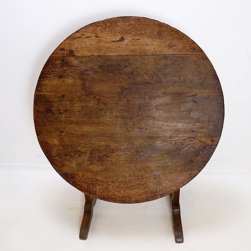 Miniature : Foldable winemaker's table in solid oak - Ø 90cm