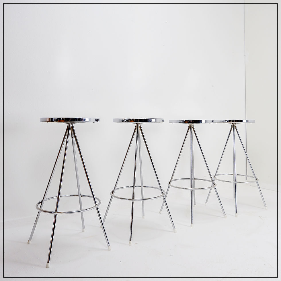 Miniature : Set of 4 vintage chrome bar stools - 1970s