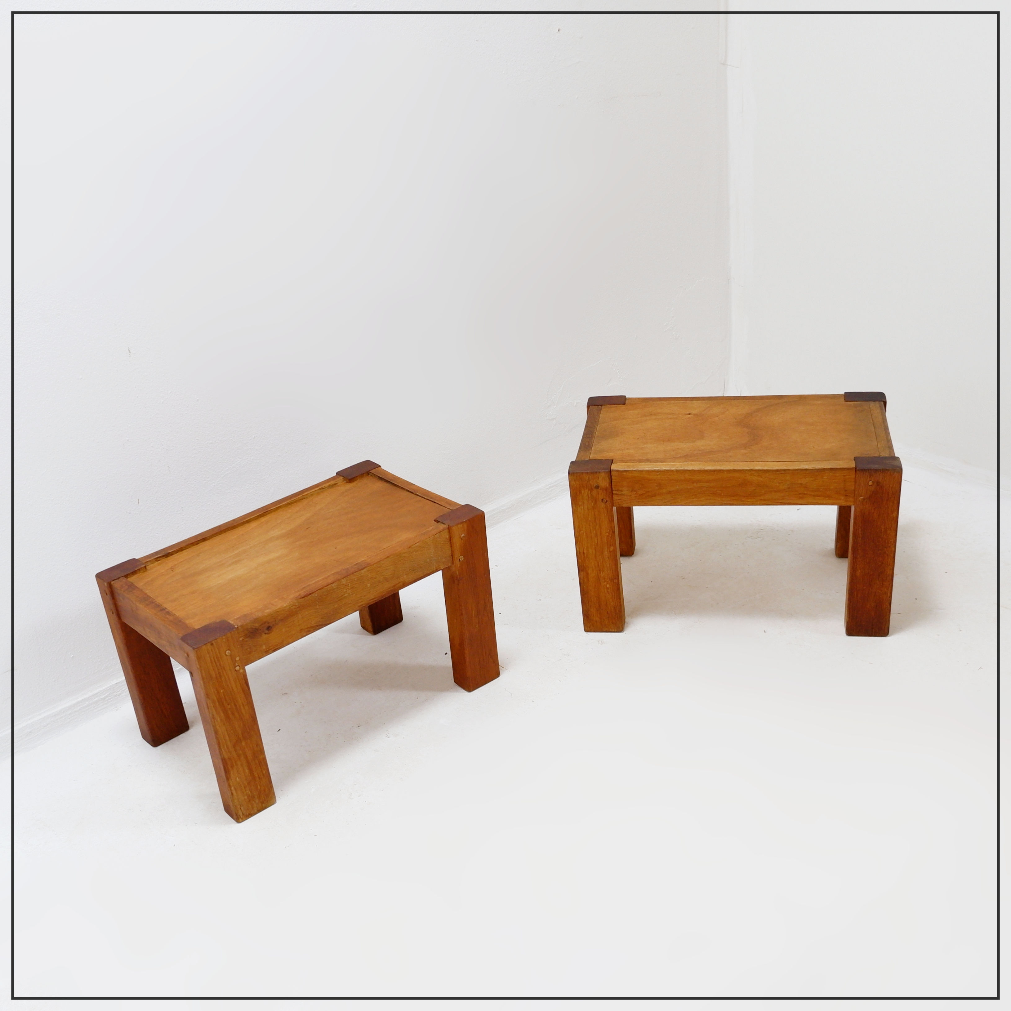 Pair of rustic side tables / nightstands - 1960s