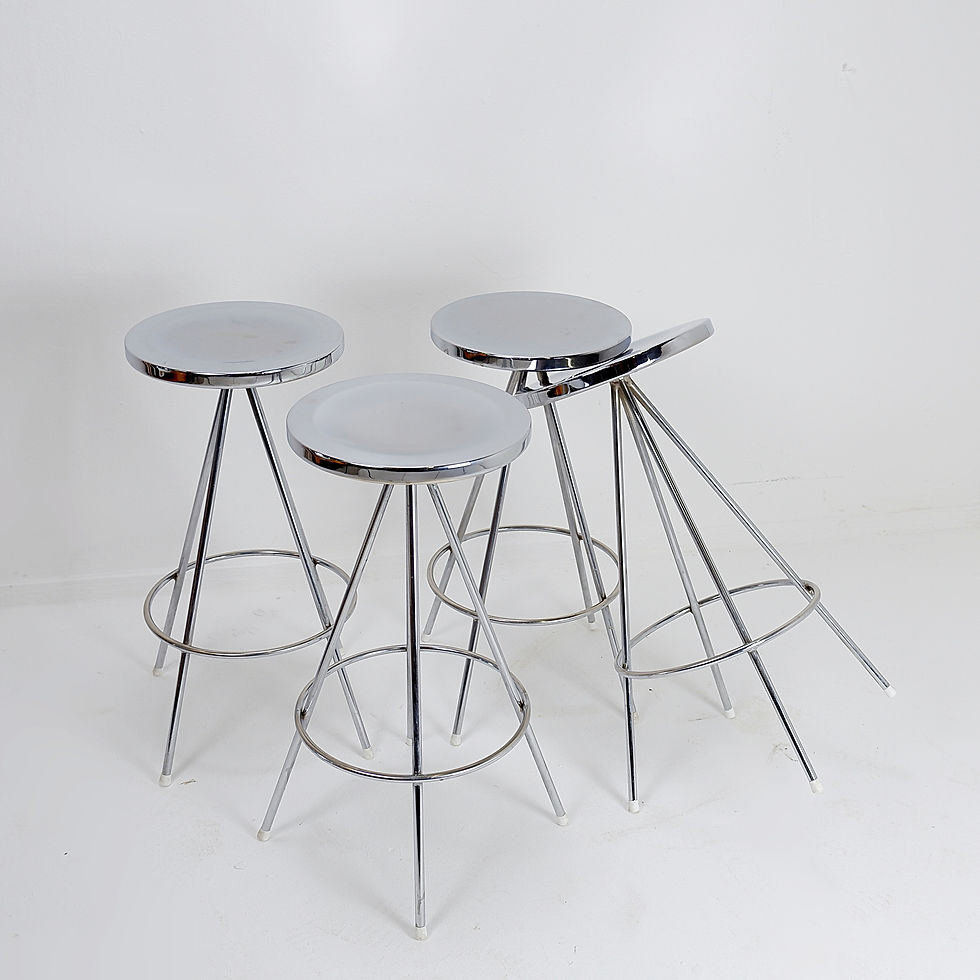 Miniature : Set of 4 vintage chrome bar stools - 1970s