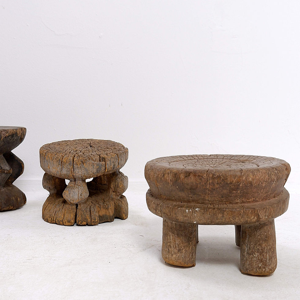 Miniature : Set of 4 African carved wood stools