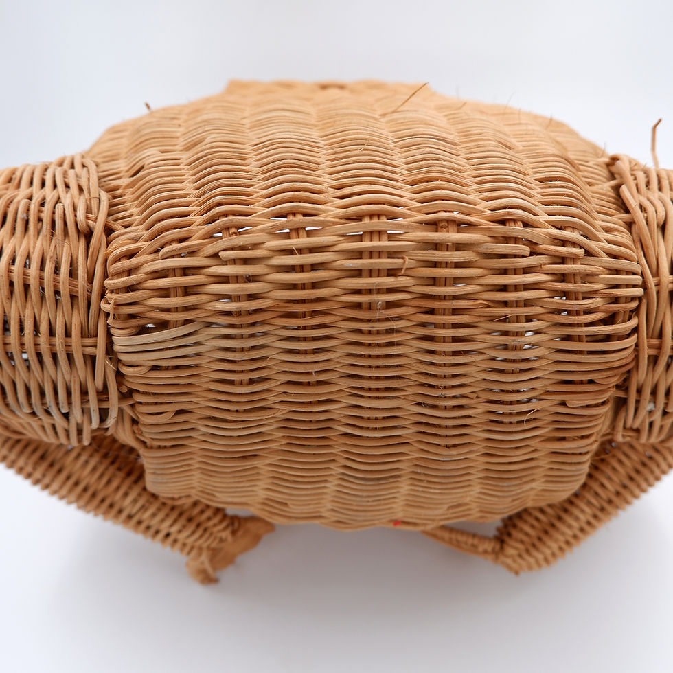Miniature : Vintage Wicker frog and scoubidou Olivier Cajan 1970'