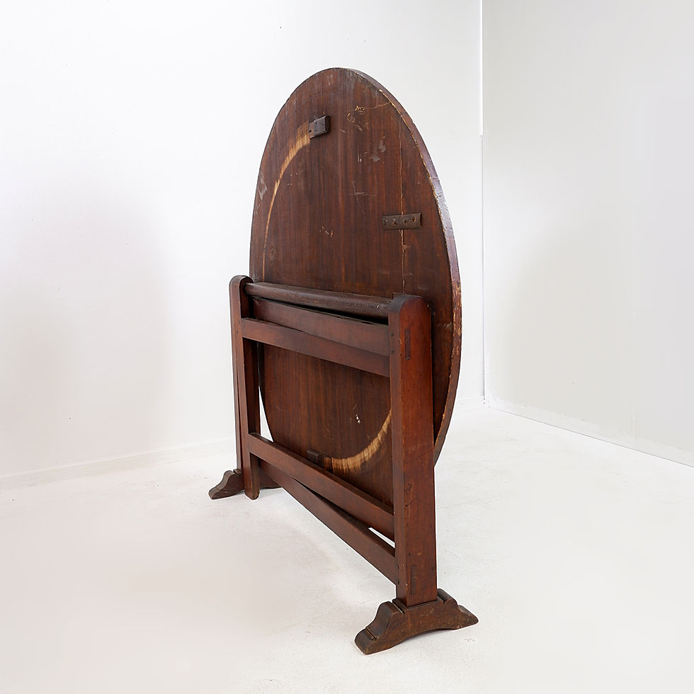 Miniature : Foldable winemaker's table in solid oak - Ø 110,5cm