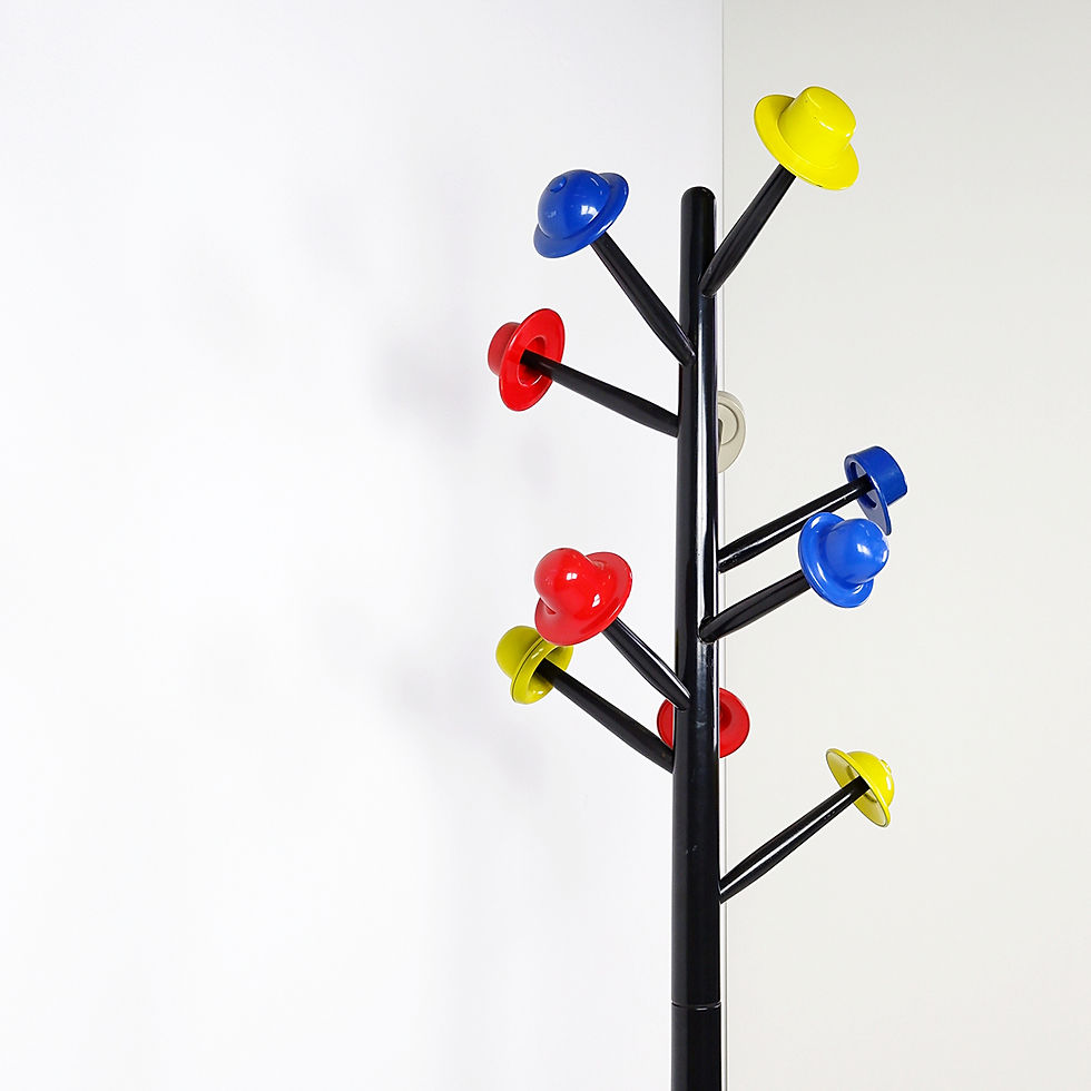 Miniature : Postmodern coat stand 'Albero dei Cappelli' by Ugo Nespolo for Origlia, 1978