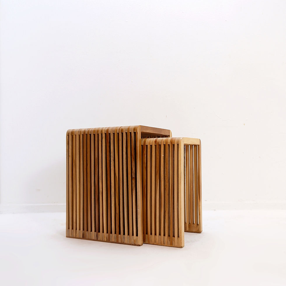Miniature : Slatted Wood nesting Tables