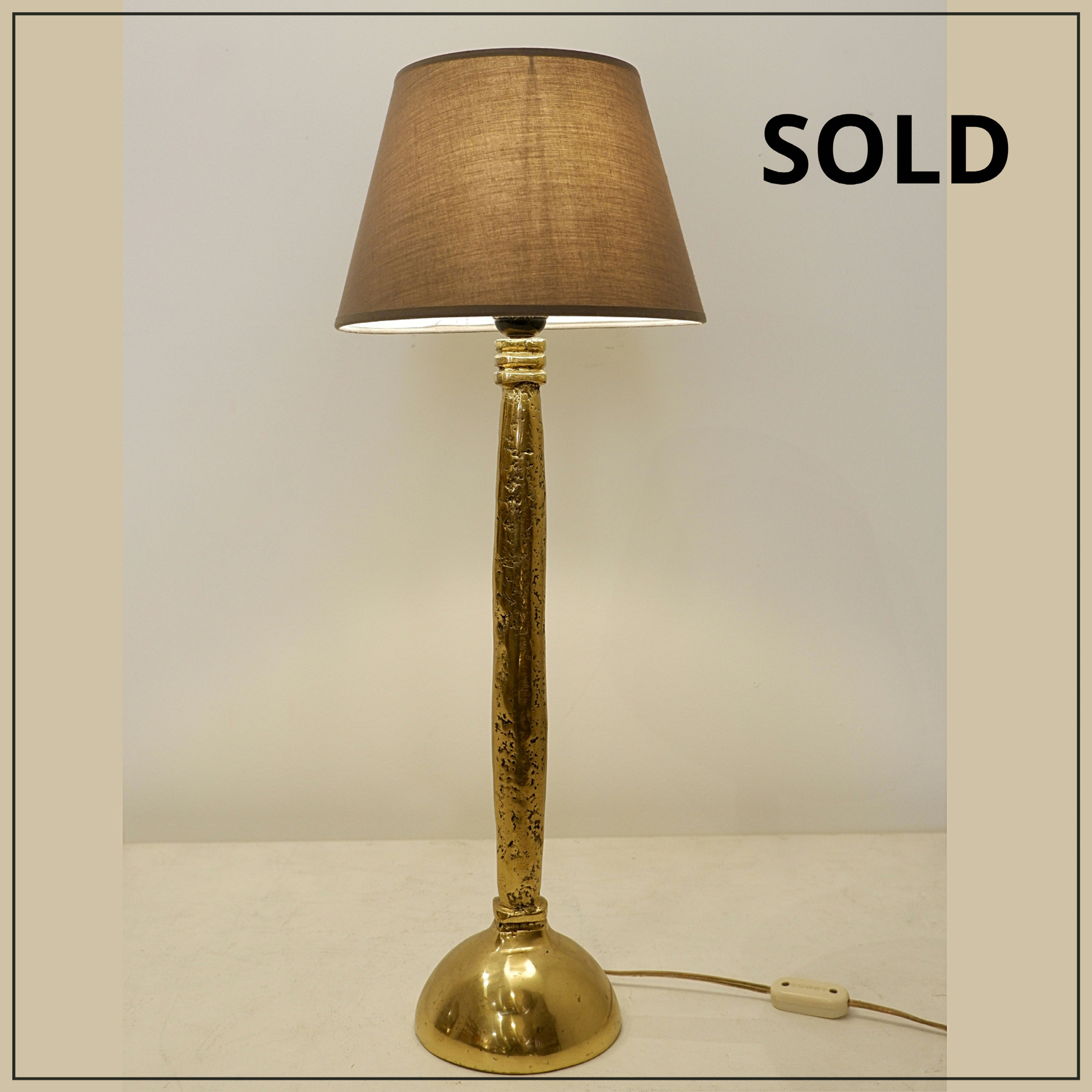Brutalist brass table lamp
