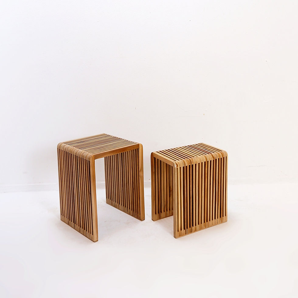 Miniature : Slatted Wood nesting Tables