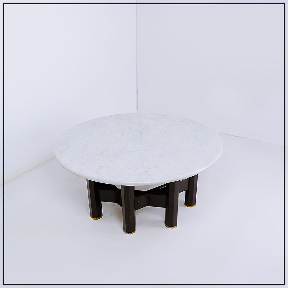 Miniature : Jan Vlug Coffee Table with Round Marble Top - 1970s - Belgium